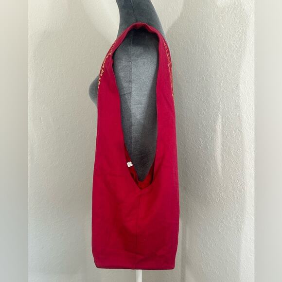 Hippie- boho- unbranded Ed pink embroidery crossbody tote bag- boho 70s - Picture 12 of 13